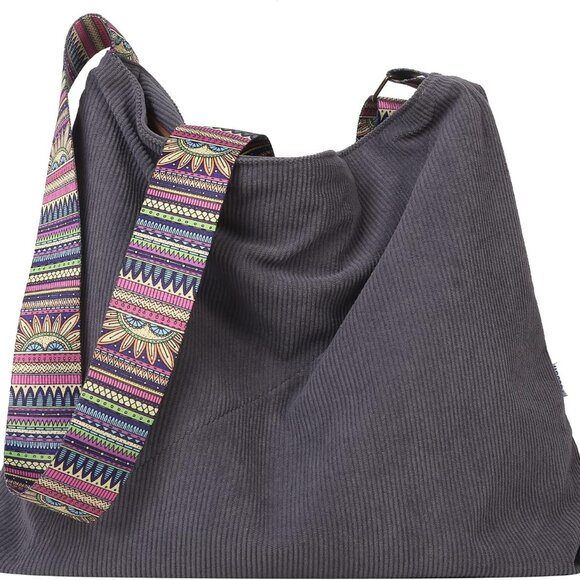 Large Corduroy Tote Bag for Women Multi-Purpose Stylish Shoulder Purse - Picture 1 of 9